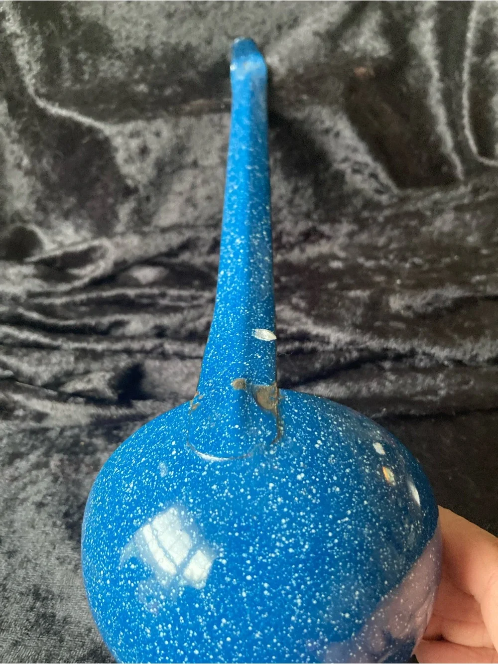 Blue Speckled Enamel Ladle vintage Farmhouse